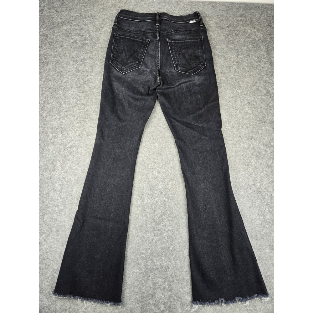 Mother Jeans Womens 28 The Weekender Fray Flare Thunder Road Black Denim Stretch - Picture 11 of 13